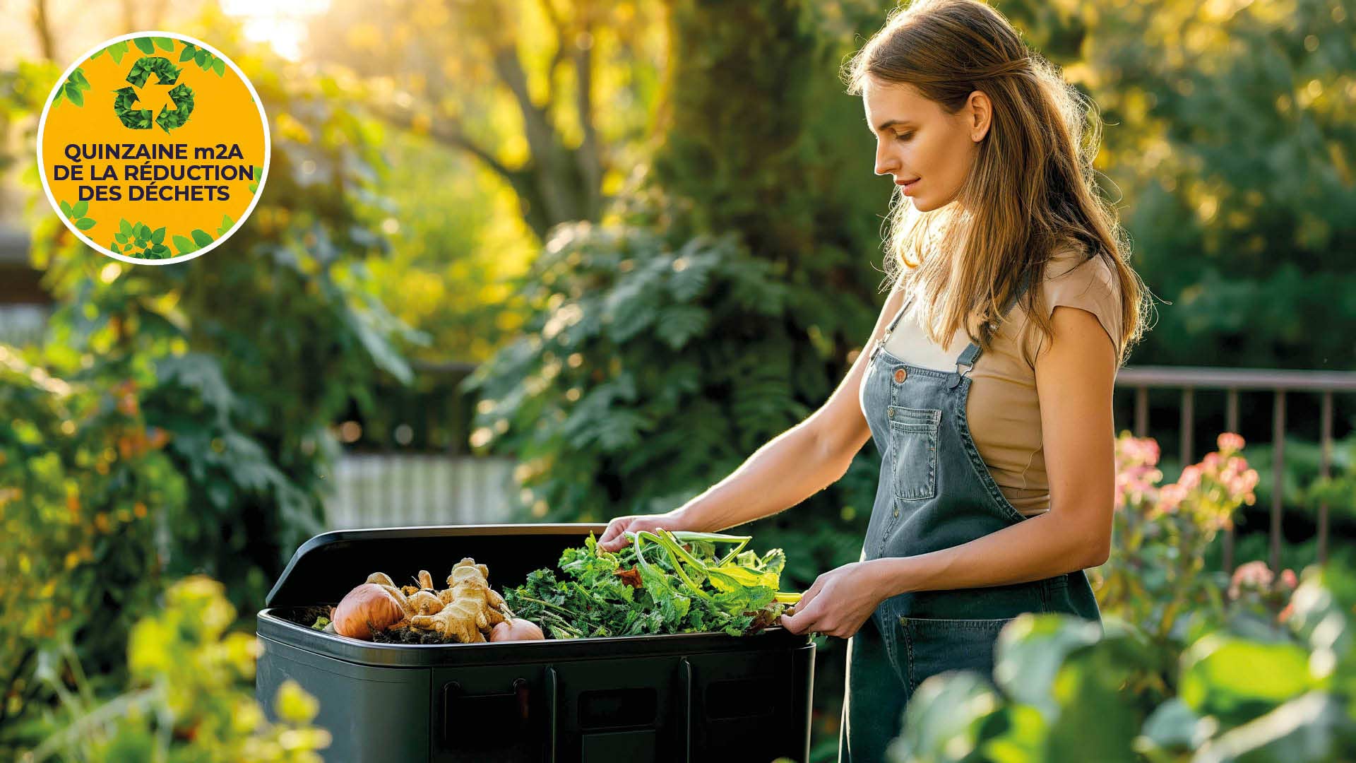 Femme qui entretient du compost