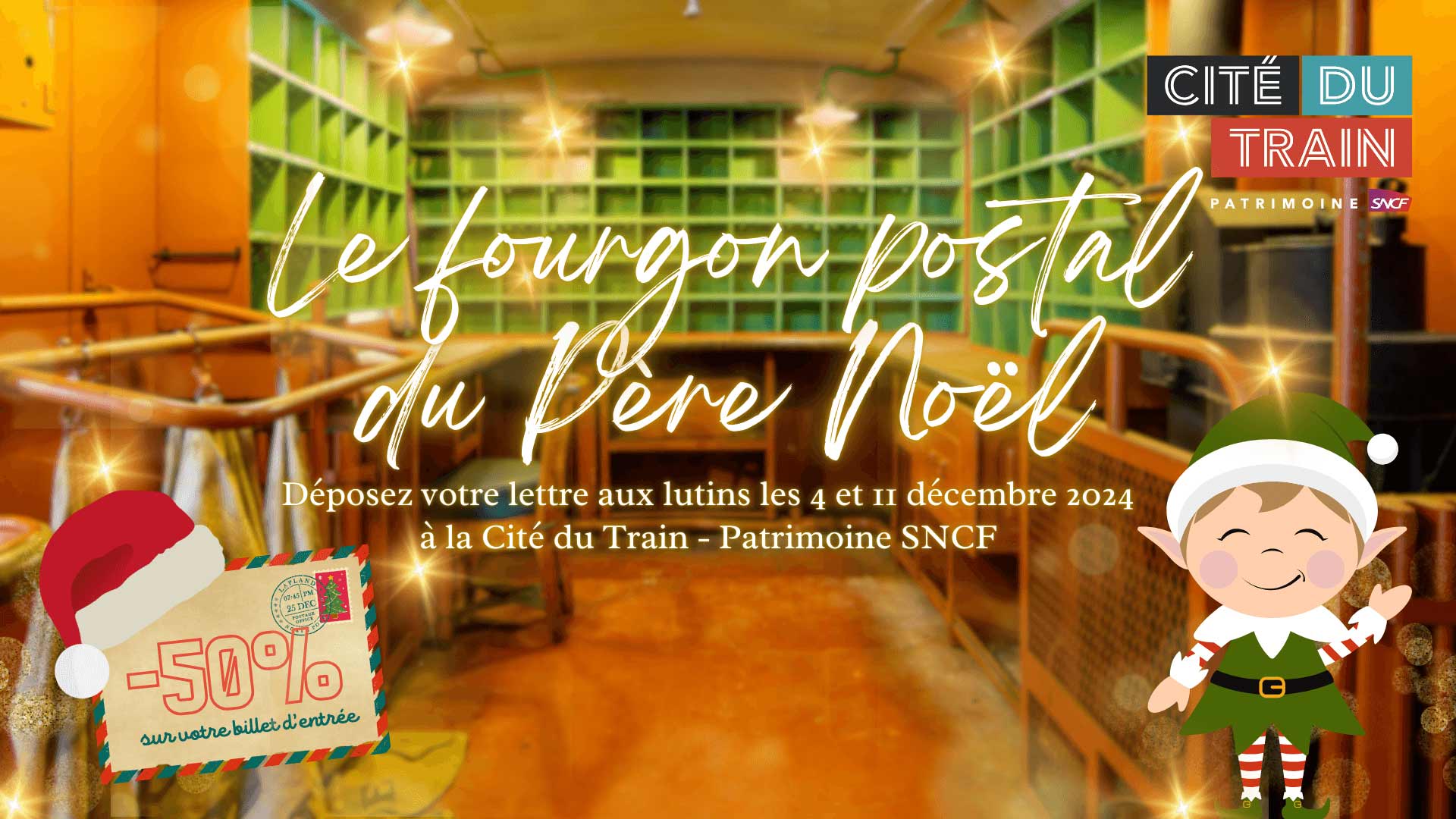 Le fourgon postal du Père Noël à la Cité du Train - Patrimoine SNCF à Mulhouse