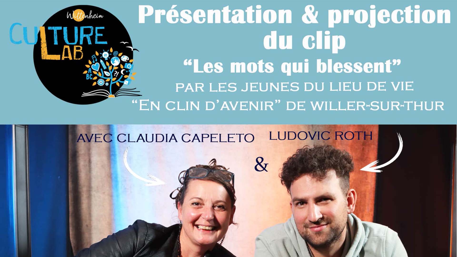 Affiche de la projection du clip "Les mots qui blessent" à Wittenheim