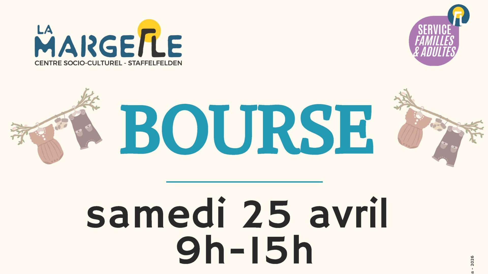 Affiche de la bourse aux vêtements enfants, puériculture et jouets à Staffelfelden