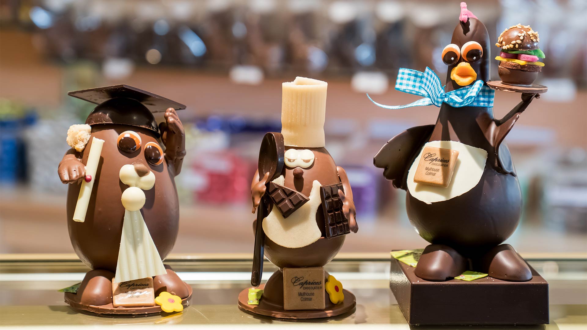 Sujets de Pâques en chocolat - Chocolaterie "Caprices" à Mulhouse