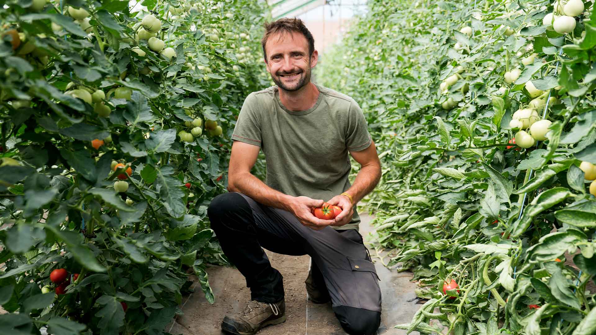Thomas Dietsch, agriculteur dans la serre de l'Abbaye d'Oelenberg